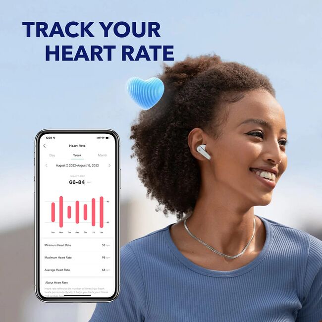Casti True Wireless Anker SoundCore Liberty 4, ACAA 3.0, Hi-Res Premium Sound, Spatial Audio, Heart Rate Sensor - cloud white