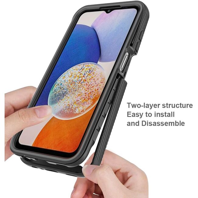 Pachet 360: Husa cu folie integrata Samsung Galaxy A05s fata-spate Defense360 - negru