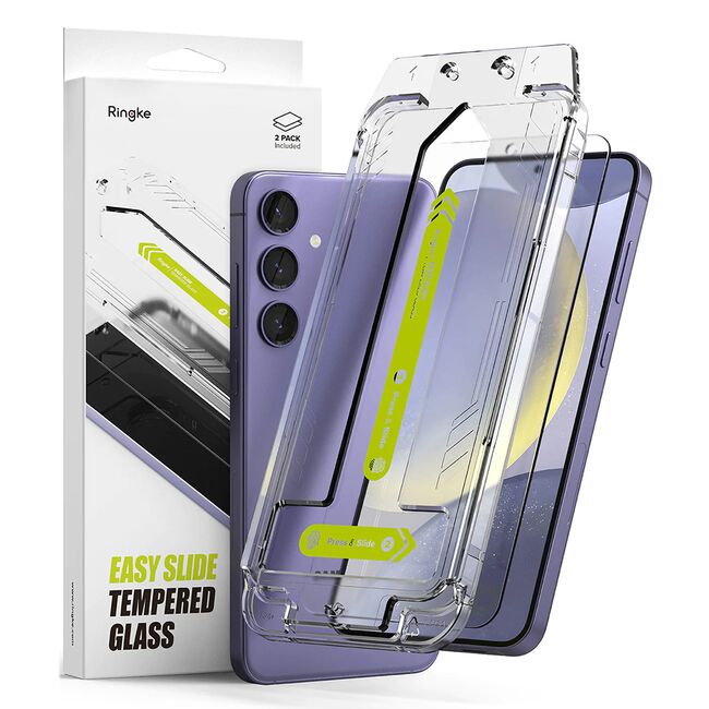 [Pachet 2x] Folie sticla Samsung Galaxy S24 Ringke Easy Slide Tempered Glass cu aplicator, transparenta