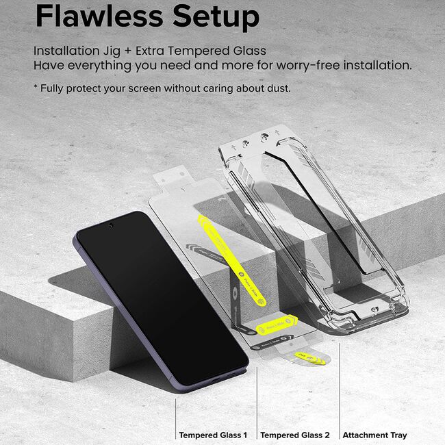 [Pachet 2x] Folie sticla Samsung Galaxy S24 Ringke Easy Slide Tempered Glass cu aplicator, transparenta