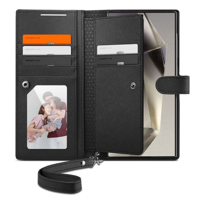 Husa Samsung Galaxy S24 Ultra Spigen Wallet S Plus tip carte, negru