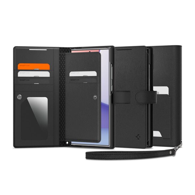 Husa Samsung Galaxy S24 Ultra Spigen Wallet S Plus tip carte, negru