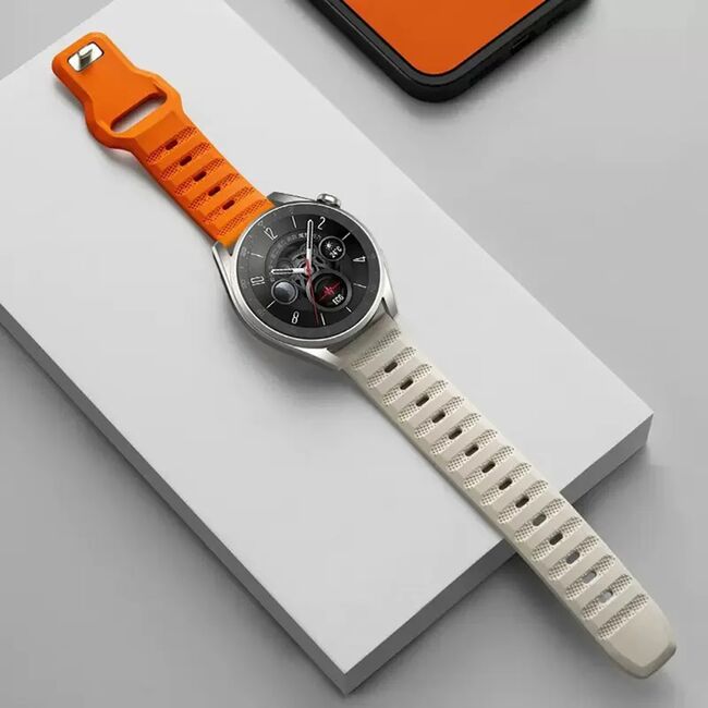 Curea Samsung Galaxy Watch 4/5/6/Active 2, Huawei Watch GT 3 (42mm)/GT 3 Pro (43mm) Techsuit, W050 - orange beige