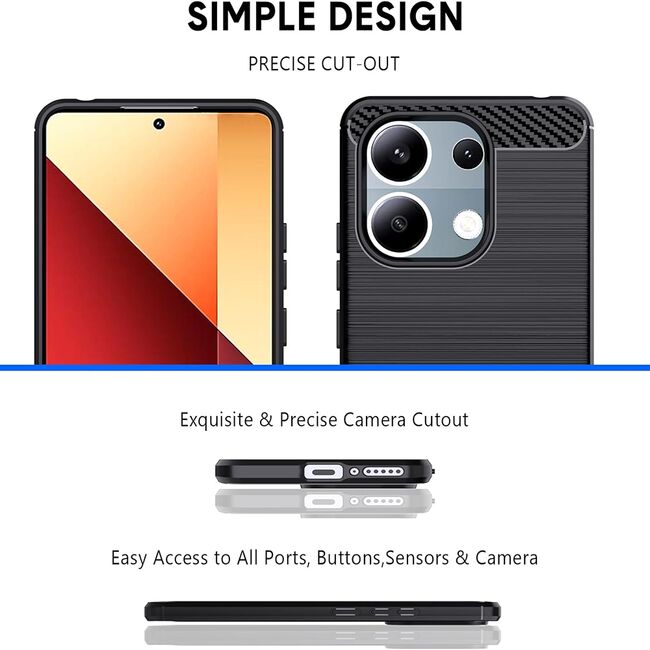 Husa Xiaomi Redmi Note 13 Pro 4G Carbon Silicone, negru
