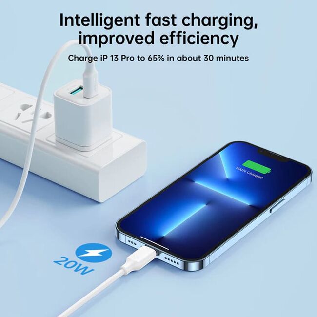 Cablu de incarcare rapida fast charge iPhone Usb C - Lightning, transfer date si incarcare JoyRoom, 20W, 2m, alb, S-CL020A9