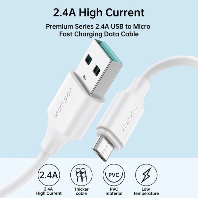 Cablu Micro-USB JoyRoom, 480Mbps, 2.4A, 0.25m, alb, S-UM018A9