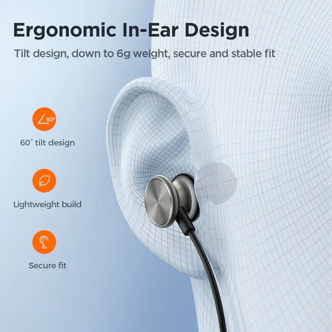 Casti in-ear mufa Jack 3.5mm JoyRoom, Hi-Fi, 1.2m, argintiu, JR-EW03