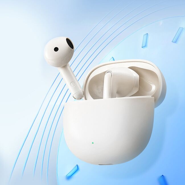 Casti TWS Bluetooth cu microfon JoyRoom Bluetooth 5.3, True Wireless, IP54, bej, JR-FB1