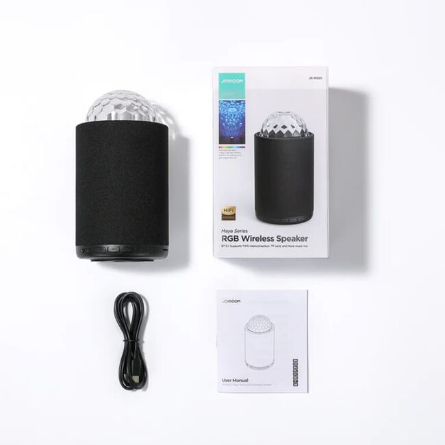 Boxa portabila Bluetooth Wireless Speaker Maya Series (JR-MS01) - Bluetooth 5.1, RGB LED Lights, 2200mAh, JR-MS01, negru
