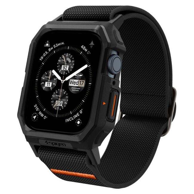 [Pachet husa + curea] Apple Watch 4 / 5 / 6 / se / se 2 / 7 / 8 / 9 (44 / 45mm) Spigen Lite Fit "Pro", negru