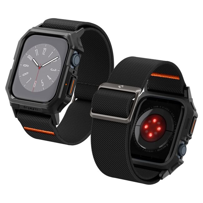 [Pachet husa + curea] Apple Watch 4 / 5 / 6 / se / se 2 / 7 / 8 / 9 (44 / 45mm) Spigen Lite Fit "Pro", negru
