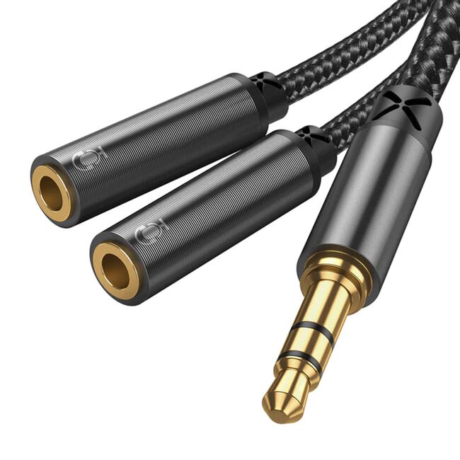 Cablu audio mufa Jack, aux JoyRoom, 0.2m, negru, SY-A04