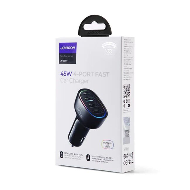 Incarcator masina USB, Type-C, RGB Lights, Fast Charging, 60W, cu cablu Type-C, 1.5m, JR-CL07