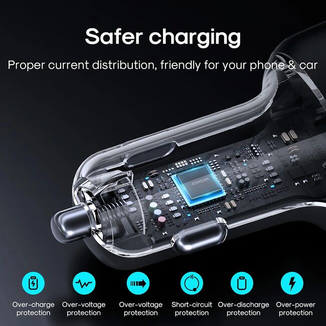 Incarcator masina USB, Type-C, RGB Lights, Fast Charging, 60W, cu cablu Type-C, 1.5m, JR-CL07
