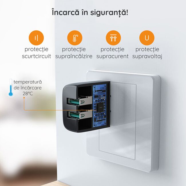 Incarcator universal USB + cablu iPhone JoyRoom, 12W, L-2A123
