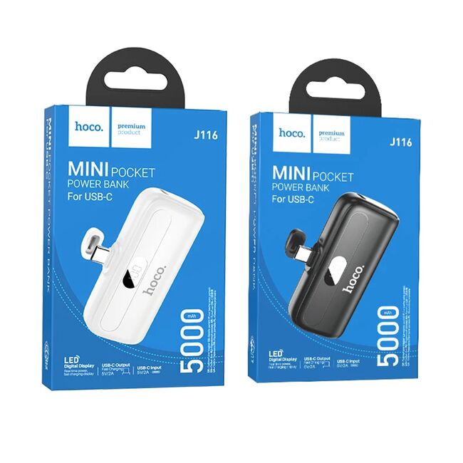 Power bank USB-C 5000mAh Hoco J116, alb