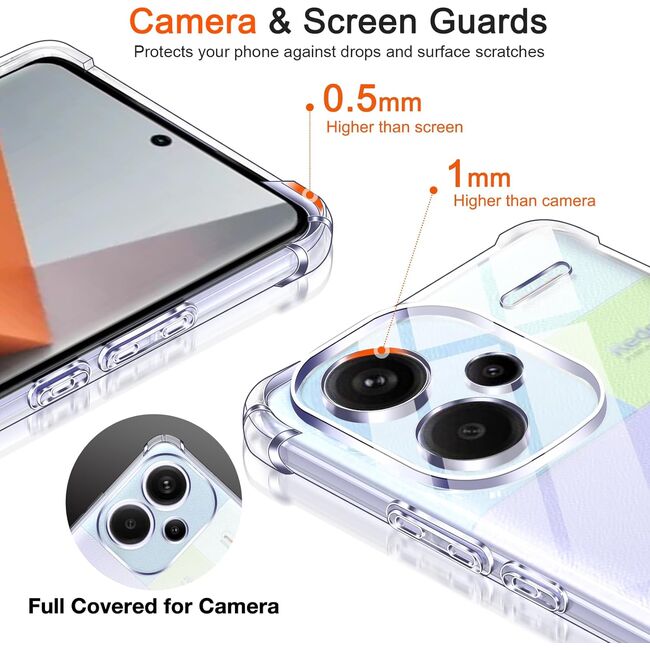 Pachet 360: Folie din sticla + Husa Xiaomi Redmi Note 13 Pro Plus 5G Anti-Shock 1.5 mm, reinforced 4 corners, transparenta
