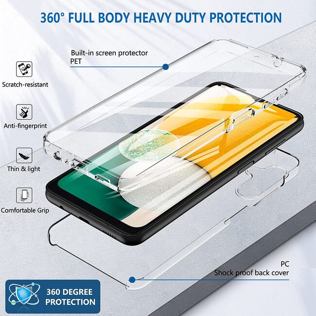 Pachet 360: Husa cu folie integrata pentru Samsung Galaxy A05s Cover360 (fata spate), transparent