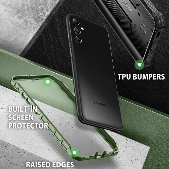 Pachet 360: Husa cu folie integrata pentru Samsung Galaxy S23 FE I-Blason Armorbox, verde