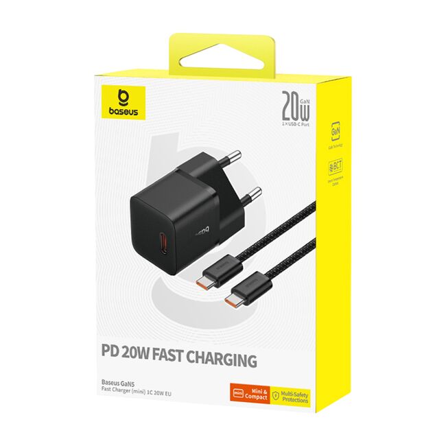 Incarcator priza GaN Baseus, 20W, cablu tip C 1m, P10110900113-00
