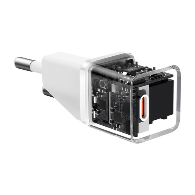 Incarcator priza Baseus - wall charger (p10110900213-01) - gan, type-c, 20w, cu cablu type-c la type-c, 100w, 1m - moon white