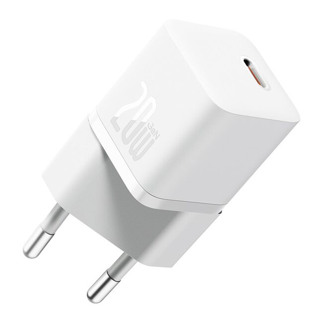 Incarcator priza Baseus - wall charger (p10110900213-01) - gan, type-c, 20w, cu cablu type-c la type-c, 100w, 1m - moon white