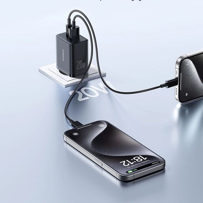 Incarcator priza Baseus - wall charger (p10111403213-00) - usb, type-c, fast charge 20w - moon white