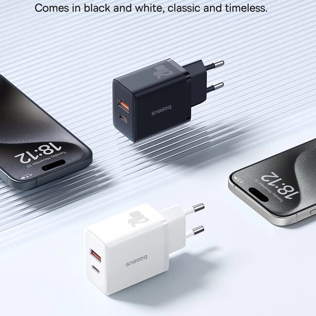 Incarcator priza Baseus - wall charger (p10111403213-00) - usb, type-c, fast charge 20w - moon white