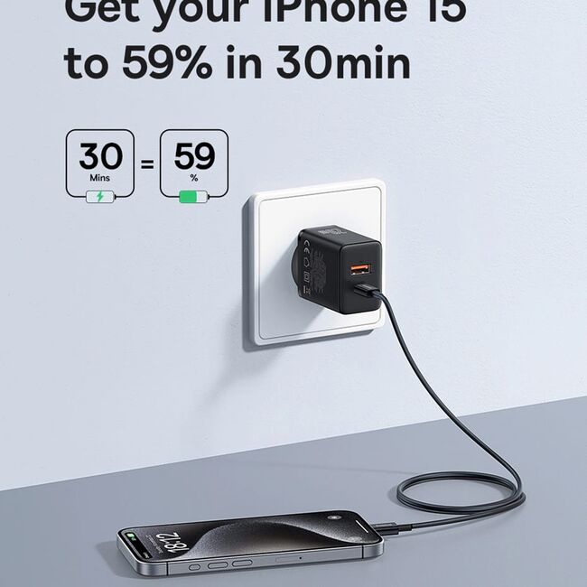 Incarcator priza Baseus - wall charger (p10111403213-00) - usb, type-c, fast charge 20w - moon white
