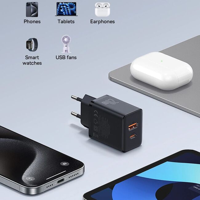 Incarcator priza Baseus - wall charger (p10111403213-00) - usb, type-c, fast charge 20w - moon white