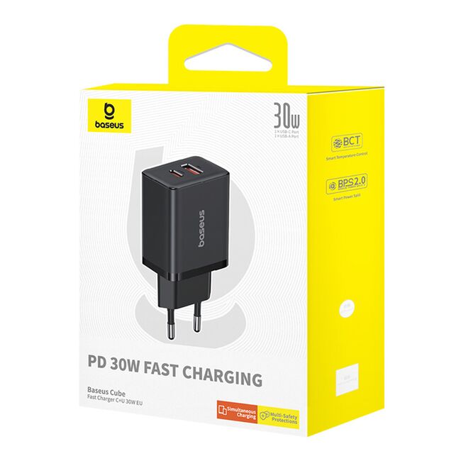 Incarcator priza Baseus - wall charger (p10111404113-00) - usb, type-c, fast charge 30w - cluster black
