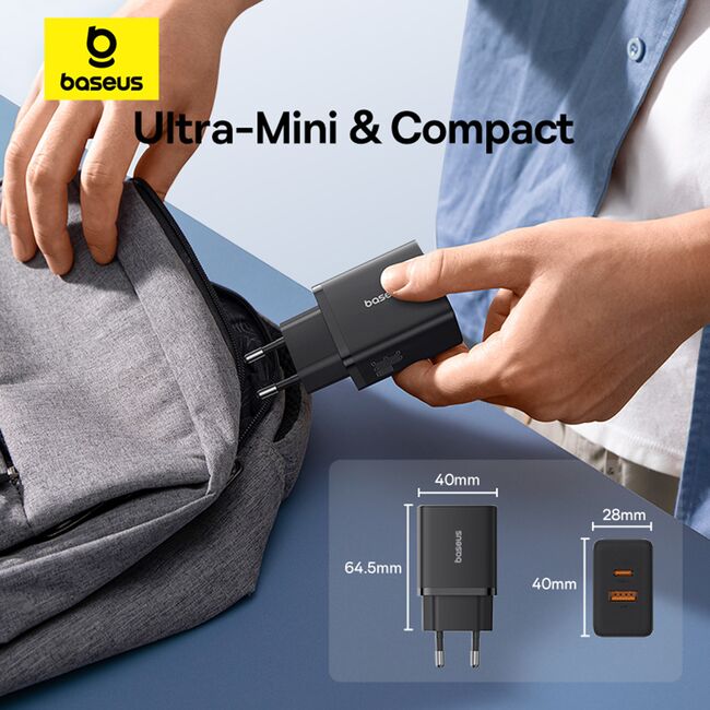 Incarcator priza Baseus - wall charger (p10111404113-00) - usb, type-c, fast charge 30w - cluster black