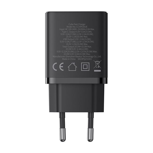 Incarcator priza Baseus - wall charger (p10111404113-00) - usb, type-c, fast charge 30w - cluster black