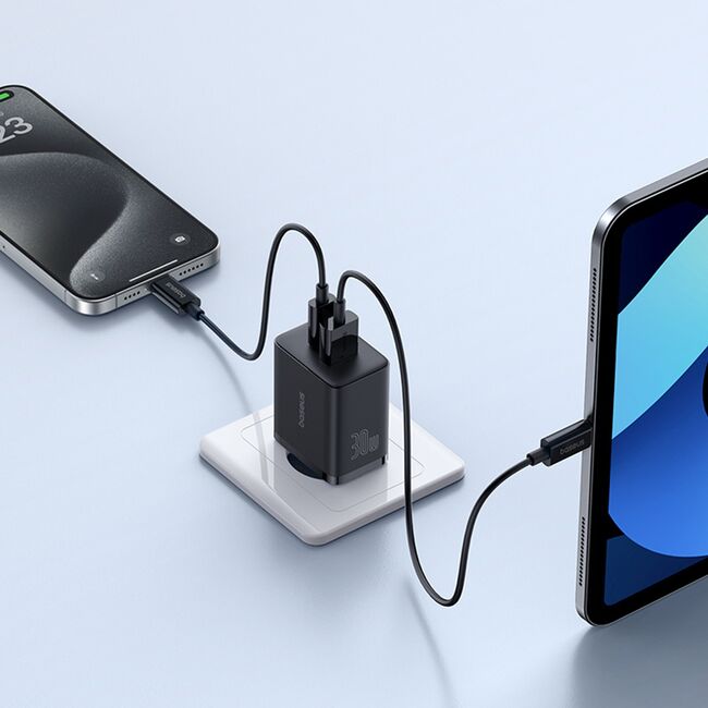 Incarcator priza Baseus - wall charger (p10111404113-00) - usb, type-c, fast charge 30w - cluster black