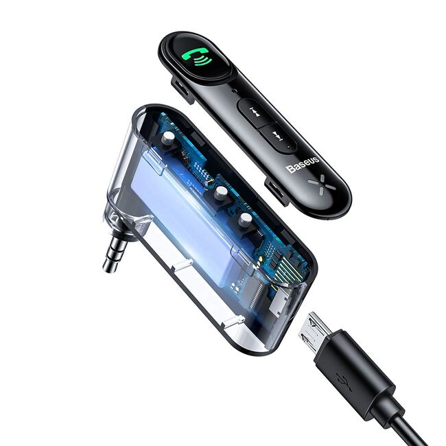 Transmitator Bluetooth, Bluetooth 5.0, Aux, 50Hz-20kHz, 145mAh Baseus, negru, BSBA-02