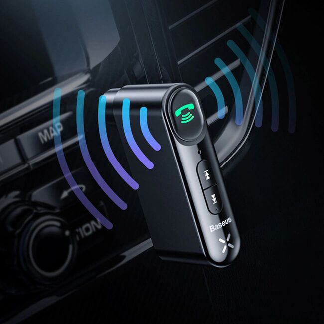 Transmitator Bluetooth, Bluetooth 5.0, Aux, 50Hz-20kHz, 145mAh Baseus, negru, BSBA-02