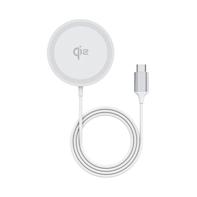 Incarcator wireless magnetic Qi2 pentru iPhone Duzzona W18, alb