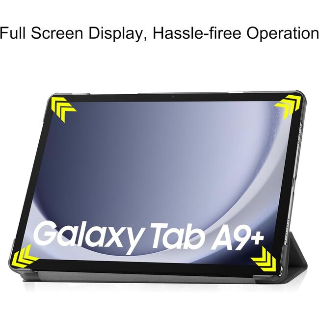 Husa Samsung Galaxy Tab A9+ Plus 11 inch UltraSlim de tip stand, functie sleep/wake-up, black cat