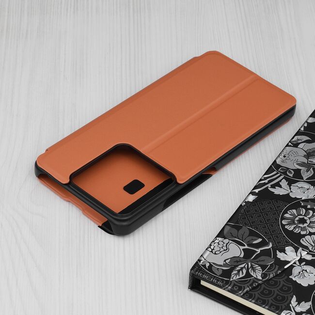 Husa Xiaomi Redmi Note 13 5G Eco Leather View flip tip carte, orange