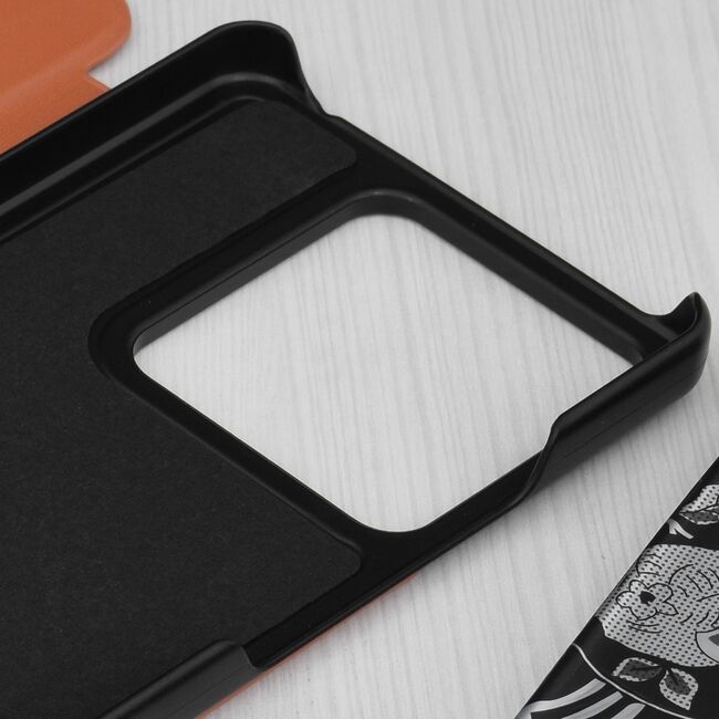 Husa Xiaomi Redmi Note 13 5G Eco Leather View flip tip carte, orange