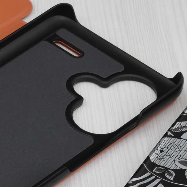 Husa Xiaomi Redmi Note 13 Pro+ Plus 5G Eco Leather View flip tip carte, orange