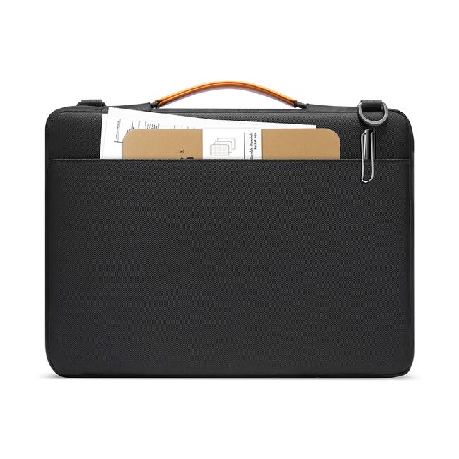 Geanta tip servieta laptop pana la 14 inch Tomtoc cu buzunare laterale si curea de umar, negru, A42D3D1