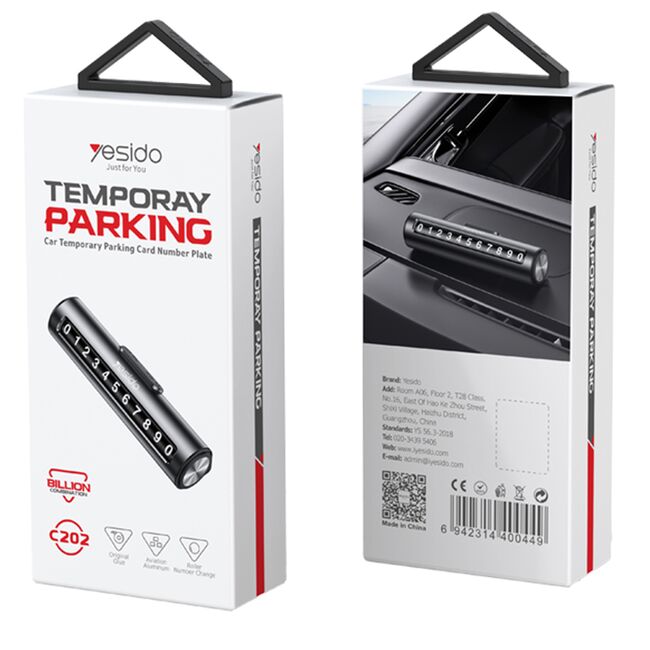 Suport numar telefon auto pentru bord Yesido C202, negru