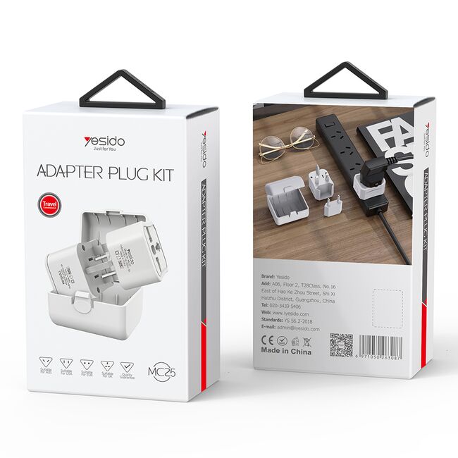 Adaptor de priza universal 750W, alb Yesido MC25