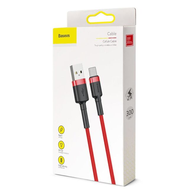 Cablu de date tip C Baseus, 2A, 3m, rosu, CATKLF-U09