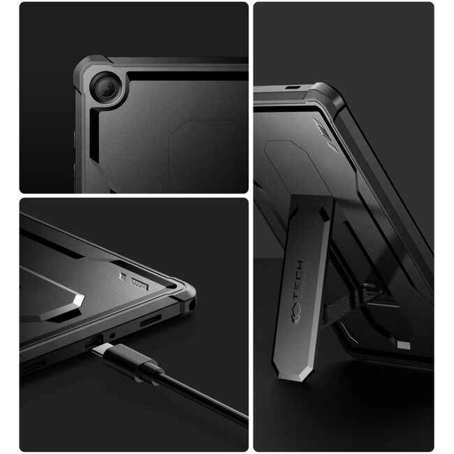 Pachet 360: Husa cu folie integrata Samsung GALAXY TAB A9+ PLUS 11 inch KEVLAR PRO360 (fata spate), negru