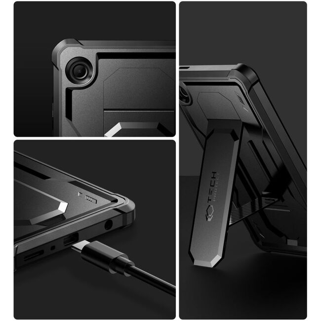 Pachet 360: Husa cu folie integrata Samsung GALAXY TAB A9 8.7 inch KEVLAR PRO360 (fata spate), negru