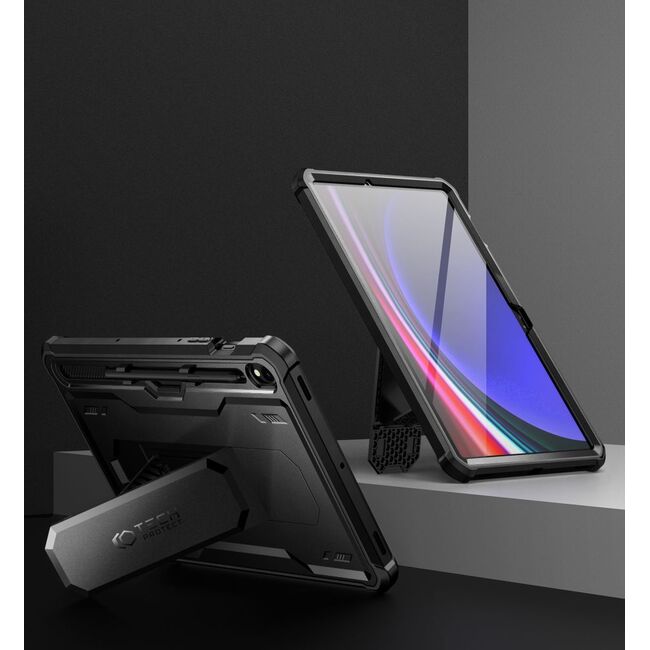 Pachet 360: Husa cu folie integrata Samsung GALAXY TAB S9 KEVLAR PRO360 (fata spate), negru
