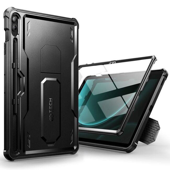 Pachet 360: Husa cu folie integrata Samsung GALAXY TAB S9 FE+ PLUS 12.4 inch KEVLAR PRO360 (fata spate), negru