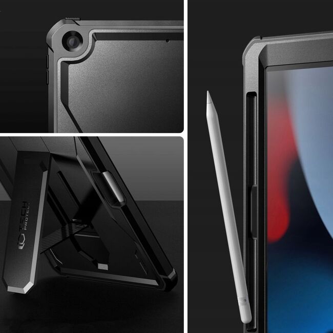 Pachet 360: Husa cu folie integrata iPad 10.2 inch 9/8/7 2021/2020/2019 KEVLAR PRO360 (fata spate), negru